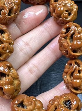 橄榄核雕刻镂空文玩橄榄核手串男士葫芦橄榄胡福禄手串手链