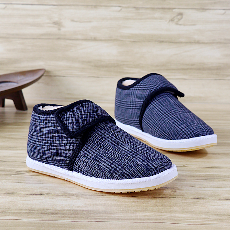 汪源冬季加绒防滑居家灰色棉鞋