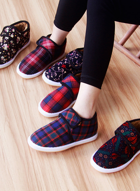 汪源手工保暖棉鞋学生加厚女中老年居家牛筋底防滑底布棉鞋冬加绒