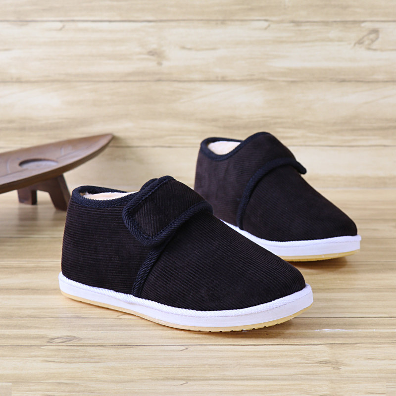 汪源咖啡色灯芯绒防滑老北京布鞋