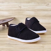 防滑加绒男女保暖布棉鞋 汪源咖啡色手工老北京布鞋 男灯芯绒冬季 男