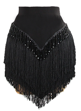 ZS国标舞拉丁练功练习服进口水晶超亮管珠流苏迷你小短裙自带底裤