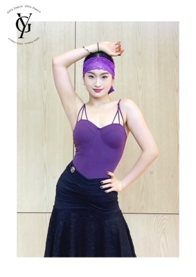 GIYA吉雅拉丁摩登上衣百搭吊带葡萄紫练功练习训练服