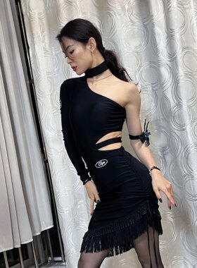 GIYA拉丁舞服黑色分体套装送臂花练舞练习练功艺考班服