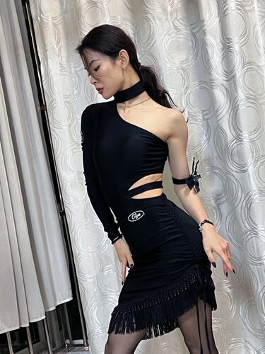 拉丁舞服GIYA练习服艺考黑色