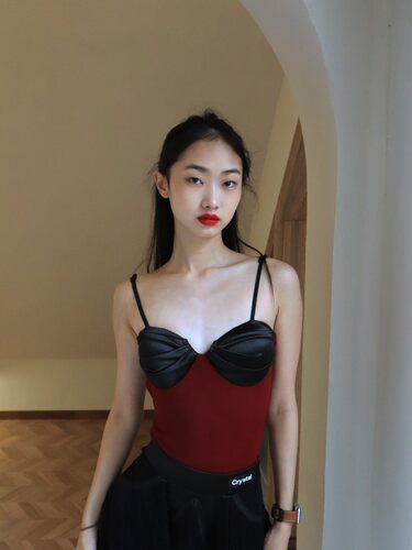 拉丁吊带crystal练功服黑色伦巴