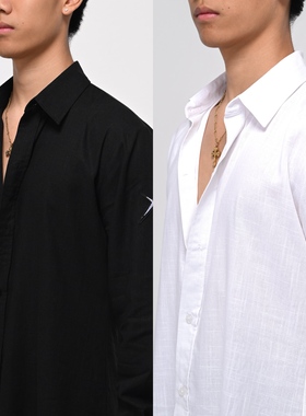 Clouds.X拉丁男士极简衬衫上衣黑色白色练习练功训练服长袖