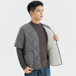 棉衣男冬丝棉加厚半袖 外套 护肩羽绒棉内胆棉服保暖马甲小棉袄短袖
