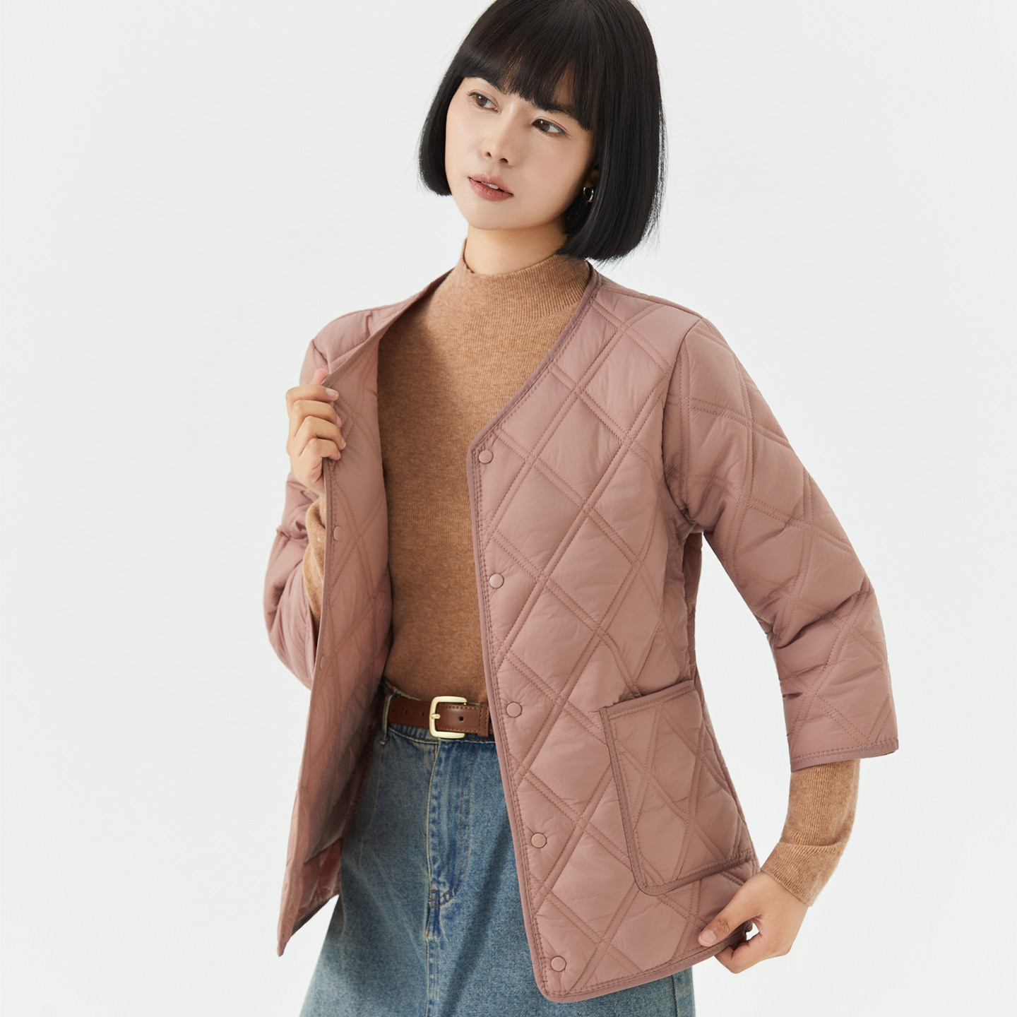 秋冬羽绒棉内胆女妈妈棉衣女轻薄内穿修身棉服护肩七分袖保暖棉袄