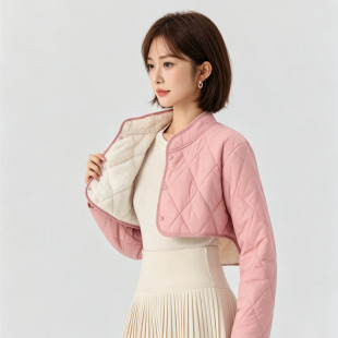 棉衣女超短款加绒保暖棉服羽绒棉内胆打底护肩内搭小棉袄冬羊羔绒