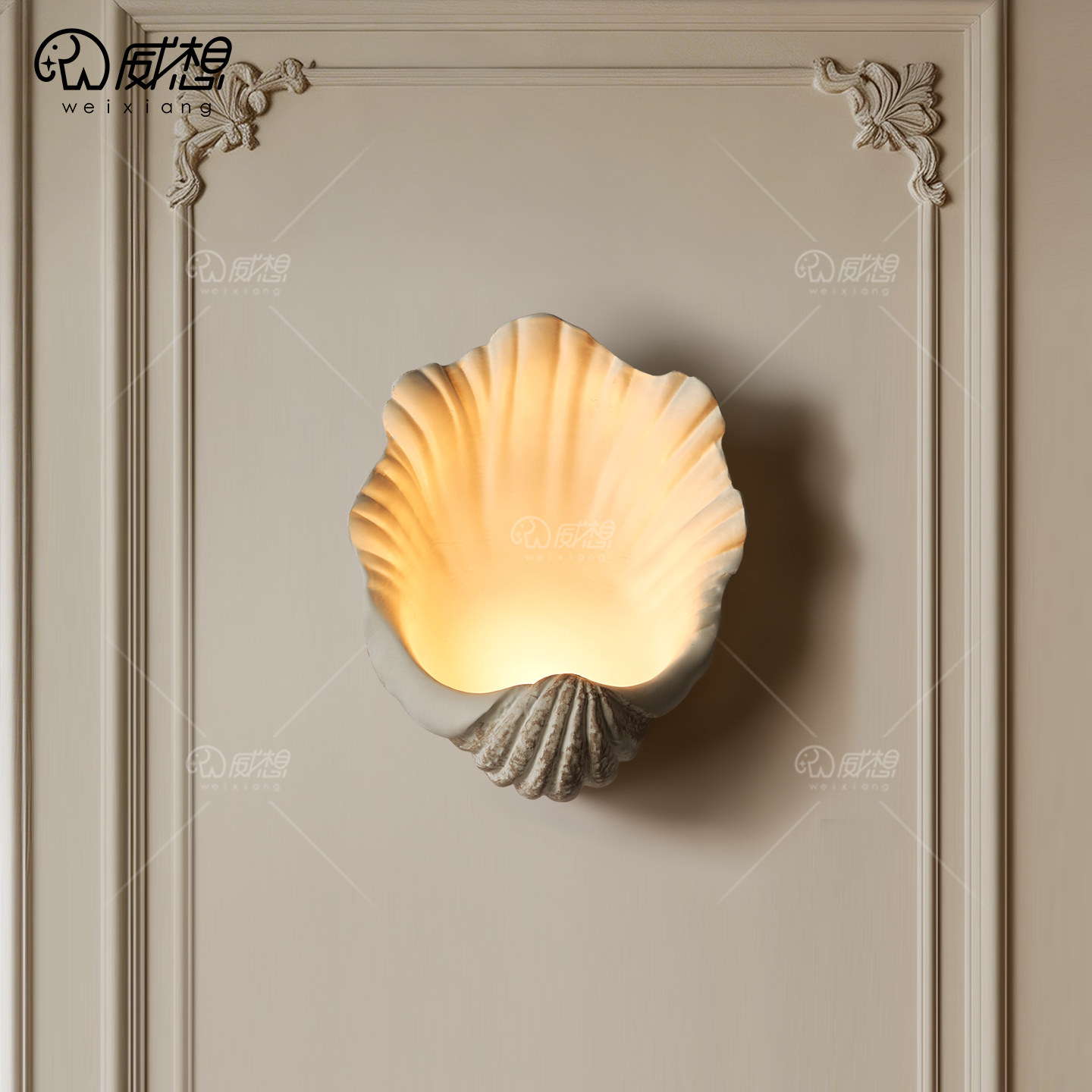 法式贝壳壁灯复古创意卧室床头灯明装侘寂风巴洛克客厅背景墙灯