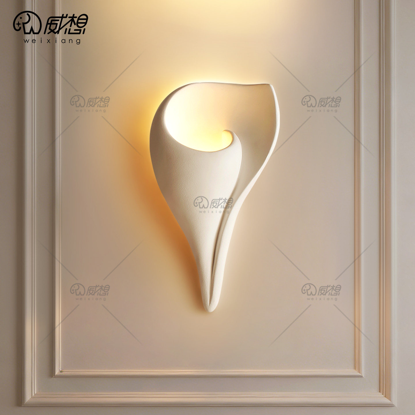 法式石膏壁灯简约卧室床头灯中古走廊客厅背景墙贝壳艺术海螺壁灯