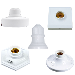 视贝灯座螺口灯头底座明暗装螺旋家用灯口LED灯吊顶E27圆形86嵌入