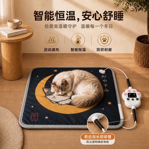 2026冬季晚安猫咪防水防抓防咬恒温调温宠物保暖垫