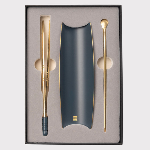 纯铜大漆工艺现代轻奢茶则三件套