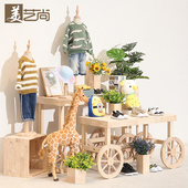 店货架创意装 中岛台童装 饰流水台橱窗展示实木 店展示架落地式 服装
