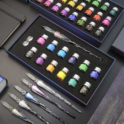 玻璃蘸水笔璀璨星辰古风粉彩斑马