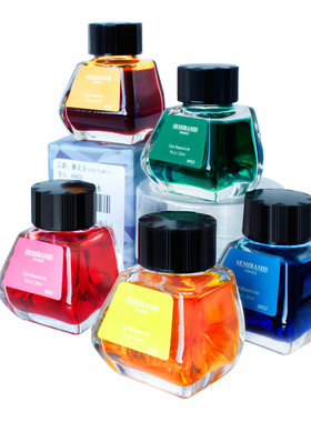 法国狮美乐Semiramis进口钢笔彩色墨水非碳素钢笔墨水玻璃蘸水笔INK30ML不堵笔不防水24色可调色彩色墨