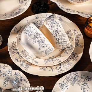 sisin诗心 蔚蓝梦境高级感碗碟套装家用2025新款高颜值餐具陶瓷碗