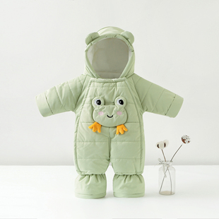 宝宝秋冬棉衣抱被婴儿加绒加厚可拆脚连体衣保暖冬季包脚外出抱衣