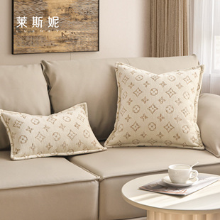 法式大牌轻奢奢华香槟白小香风布艺沙发高级感沙发抱枕床头靠垫套