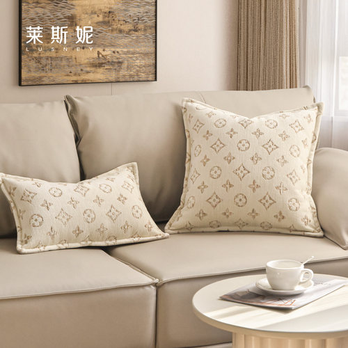 法式大牌轻奢奢华香槟白小香风布艺沙发高级感沙发抱枕床头靠垫套