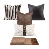 抱枕套意式 高级软毛毛现代轻奢咖色皮革沙发客厅腰枕靠垫床头靠i.