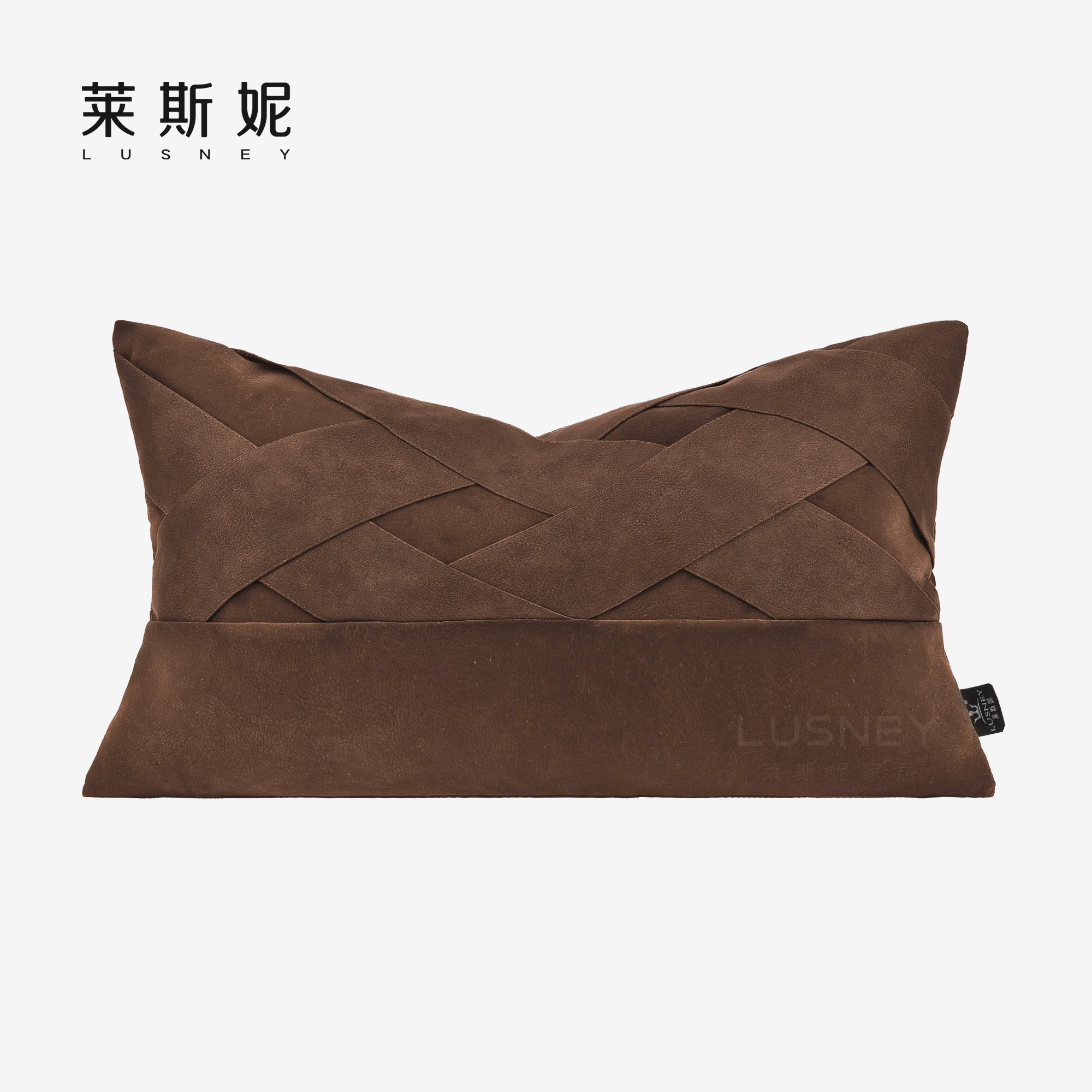 咖色进口割绒莱斯妮编织腰枕靠垫