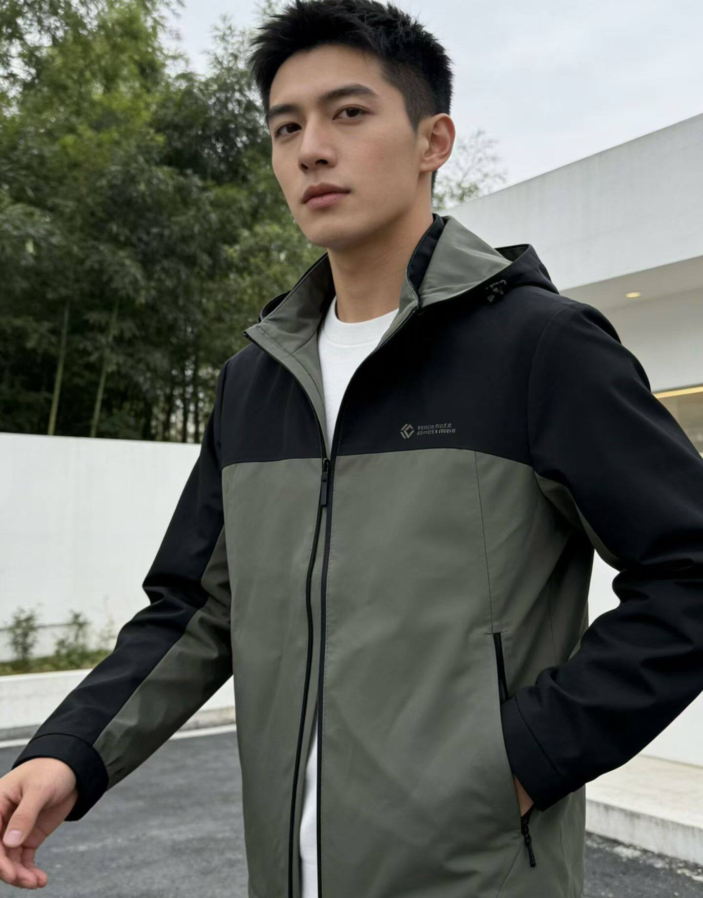 高端品牌春秋新款男士立领夹克撞色百搭休闲外套上衣男潮流夹克男