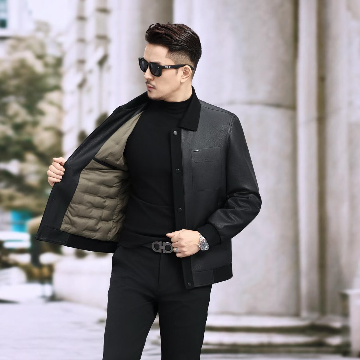 高端品牌2025冬季新款男士翻领时尚羽绒服百搭外套休闲羽绒服男