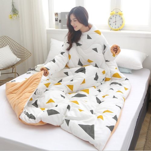 带袖子穿在身上玩手机被子懒人被