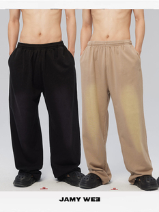 JAMY WEE 原创设计情侣中性宽松廓形纯棉纯色青春流行运动卫裤