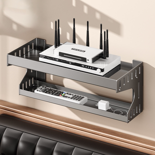 电视墙上置物架支撑交换机路由器放机顶盒支架子壁挂投影仪免打孔
