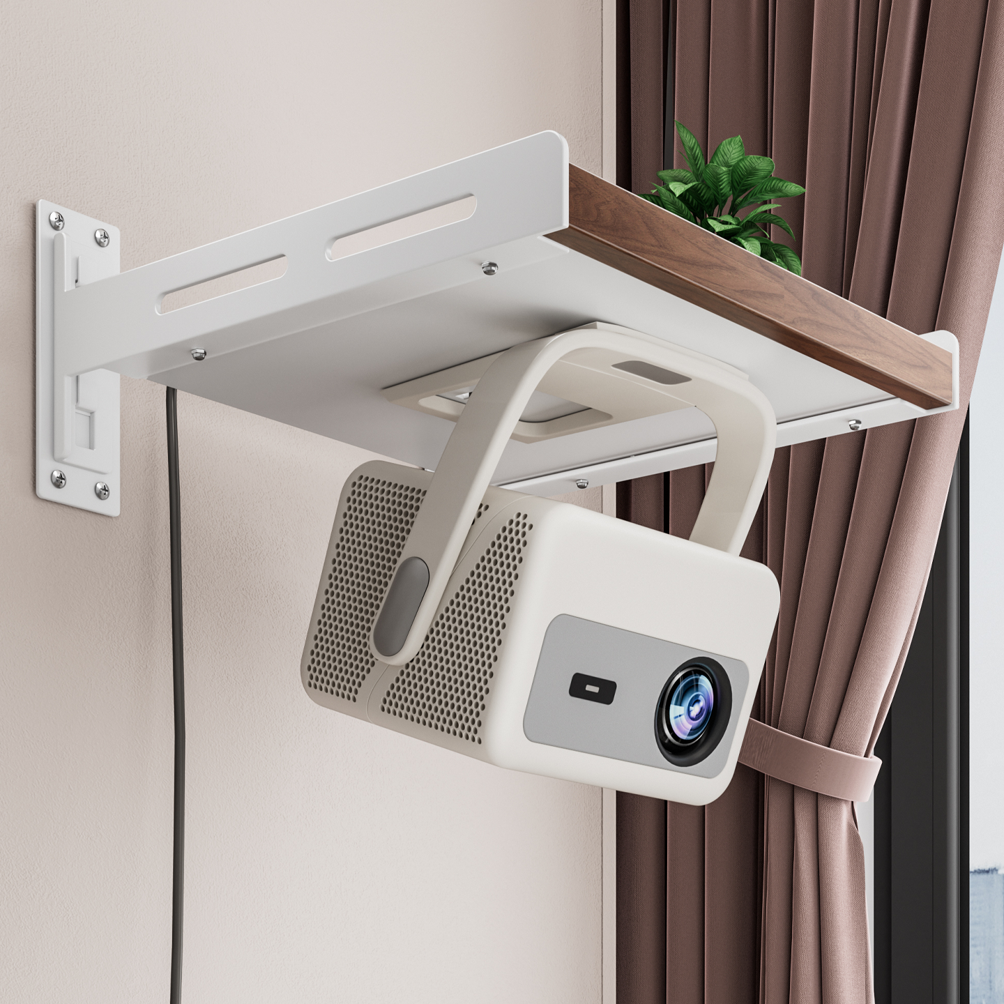 胡桃木投影仪壁挂支架