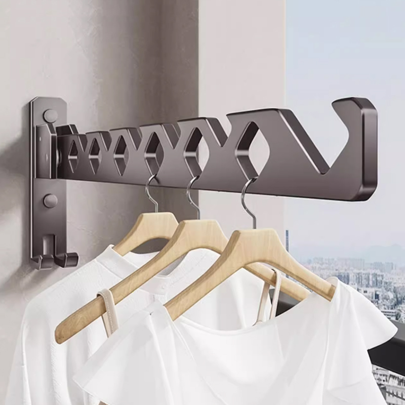 阳台折叠晾衣架免打孔伸缩晾衣杆