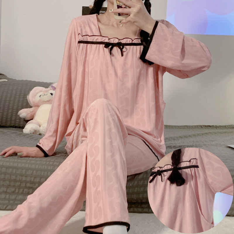 감금 의류 출산 잠옷 여성 봄 가을 순면 산후 여름 긴팔 간호 착용 얇은 투피스 슈트 살구색