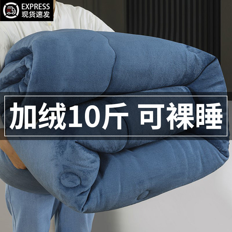 纯色牛奶绒冬被芯春秋被加厚保暖