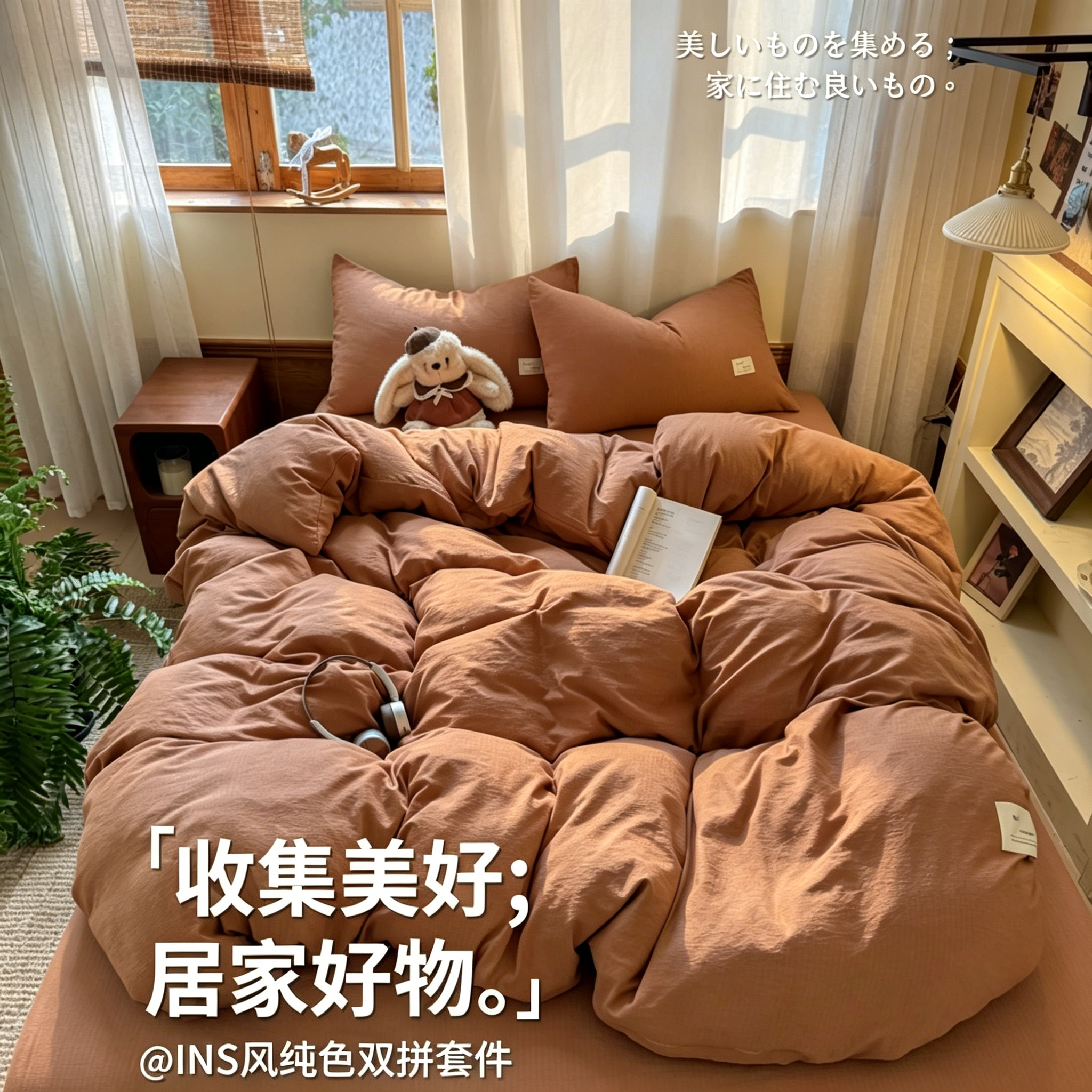 2026新款极简纯色泡芙纱布贴四件套双层纱床单被套三件套床笠款