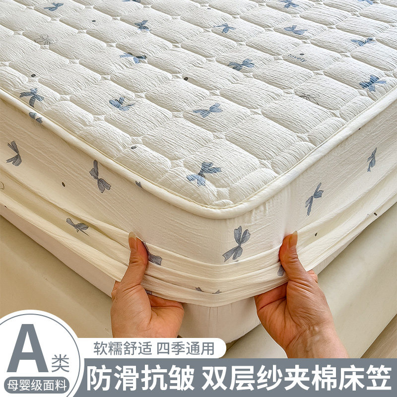 2025新款水洗棉床笠罩四季通用加厚夹棉床罩床垫套保护罩全包床单
