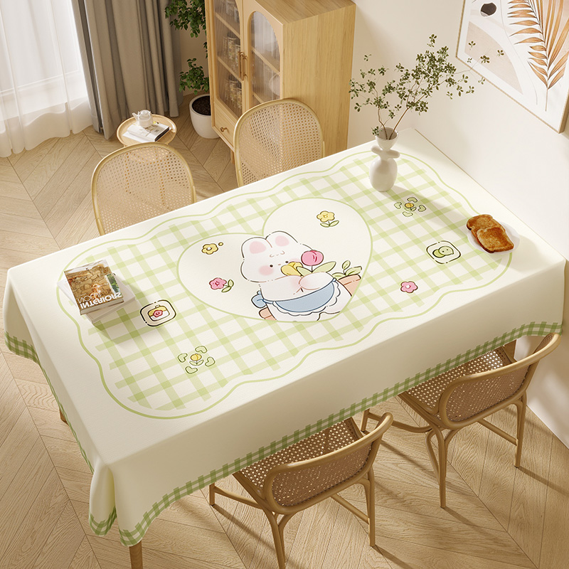 桌布防水防油免洗PVC餐桌桌布北欧小清新卡通台布长方形茶几桌布