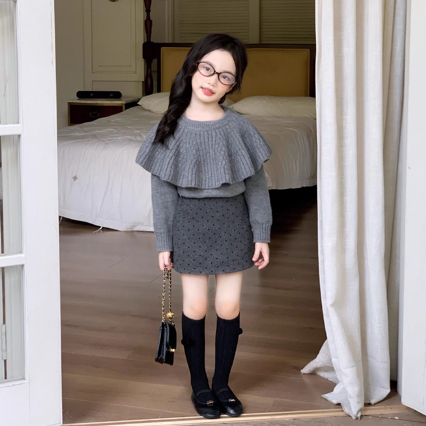 TOTObaby韩版女童冬装新款斗篷披肩两件套毛衣中小童甜美波点短裙,童装/婴儿装/亲子装,毛衣/针织衫,淘宝优惠券,粉丝福利购,淘宝优惠卷