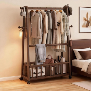 实木衣帽架落地卧室挂衣架家用挂衣架子客厅可移动次净衣架置物架