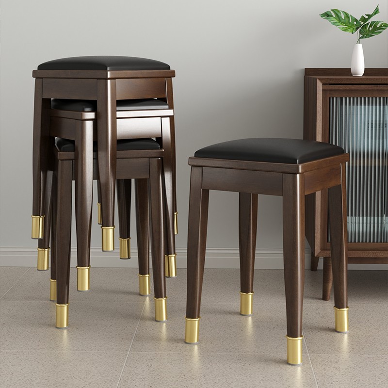 三梦实木可叠放家用餐凳中古风