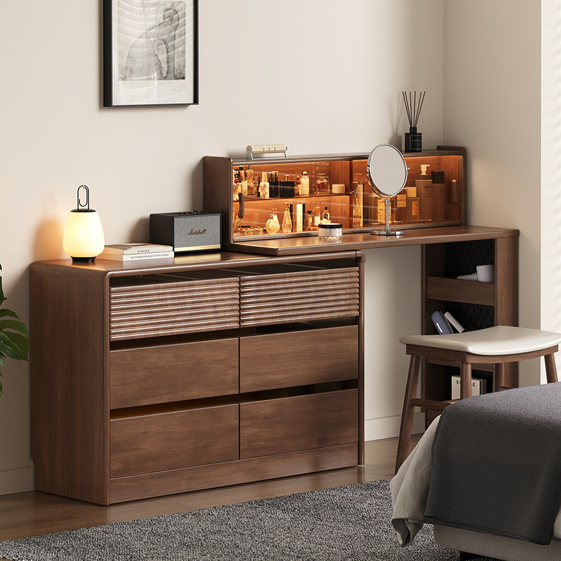 三梦实木梳妆台2025新款化妆桌