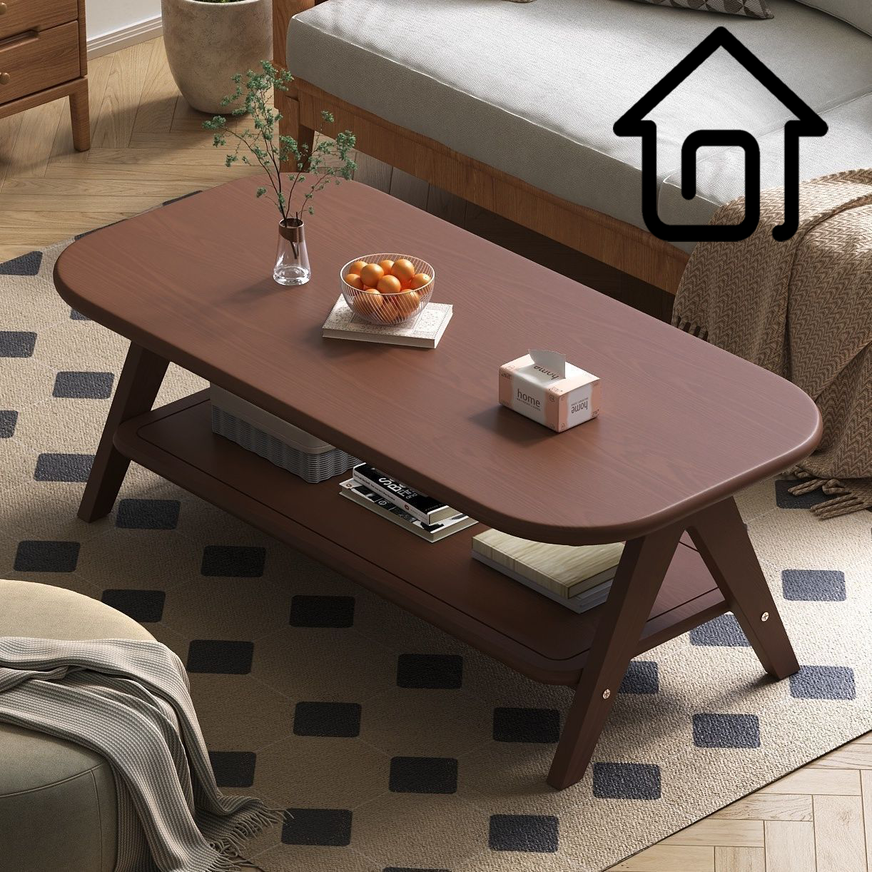 SAMEDREAM实木矮柜简约现代茶几储物收纳免安装高级感家居商用