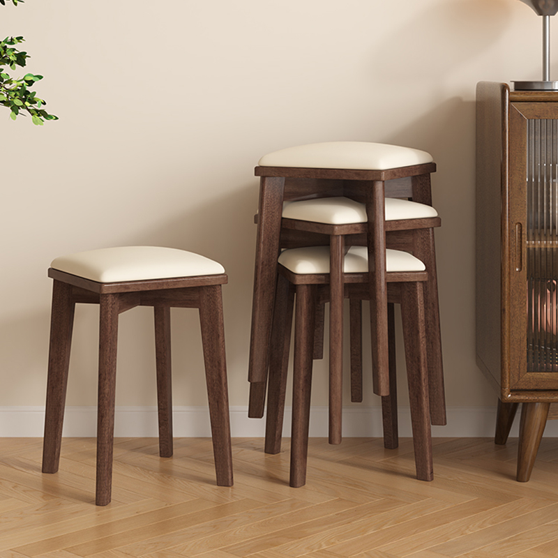 三梦实木可叠放软包方板凳