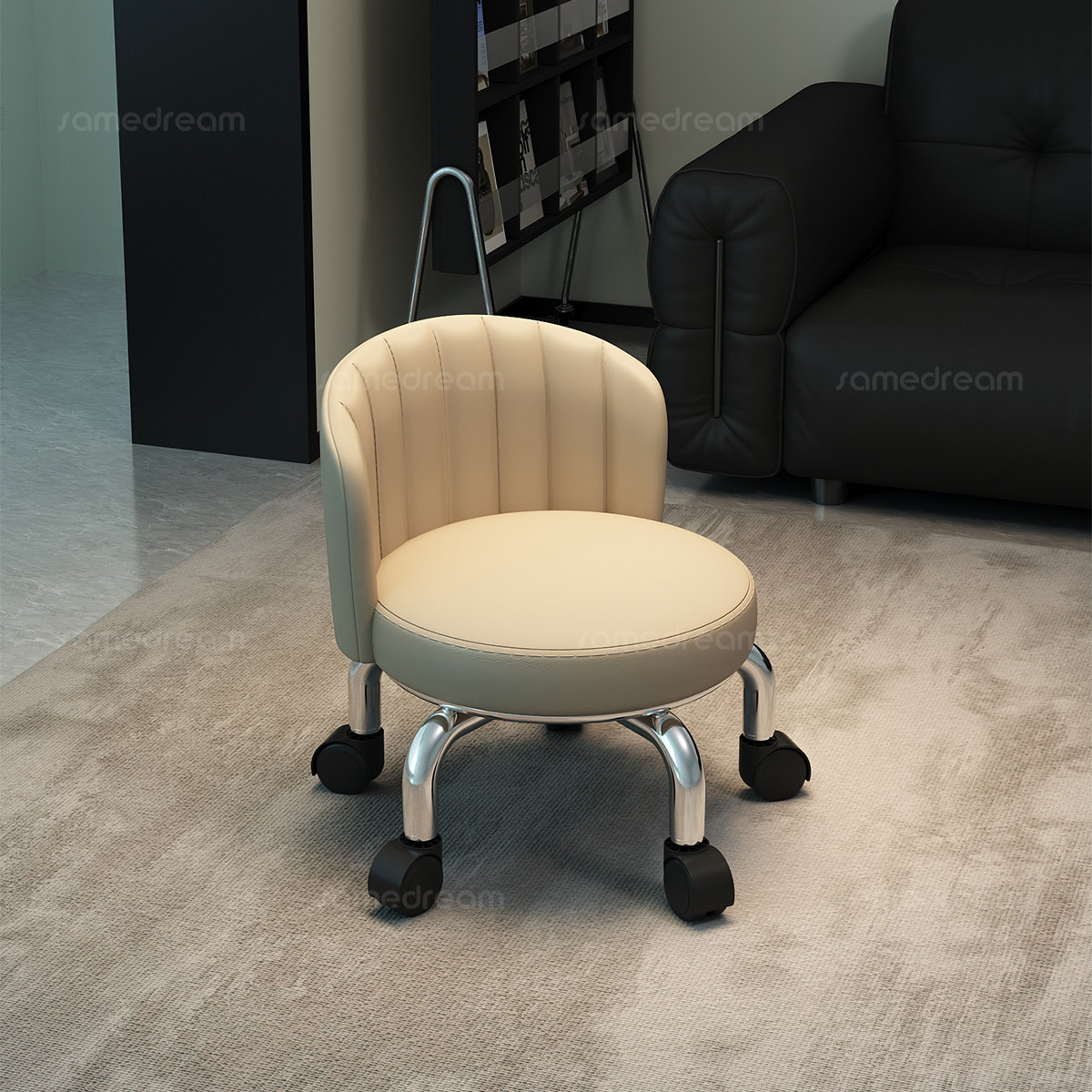 万向轮小凳子滑轮矮凳家用换鞋凳带滑轮软包板凳儿童客厅靠背椅子,住宅家具,矮凳,淘宝优惠券,粉丝福利购,淘宝优惠卷