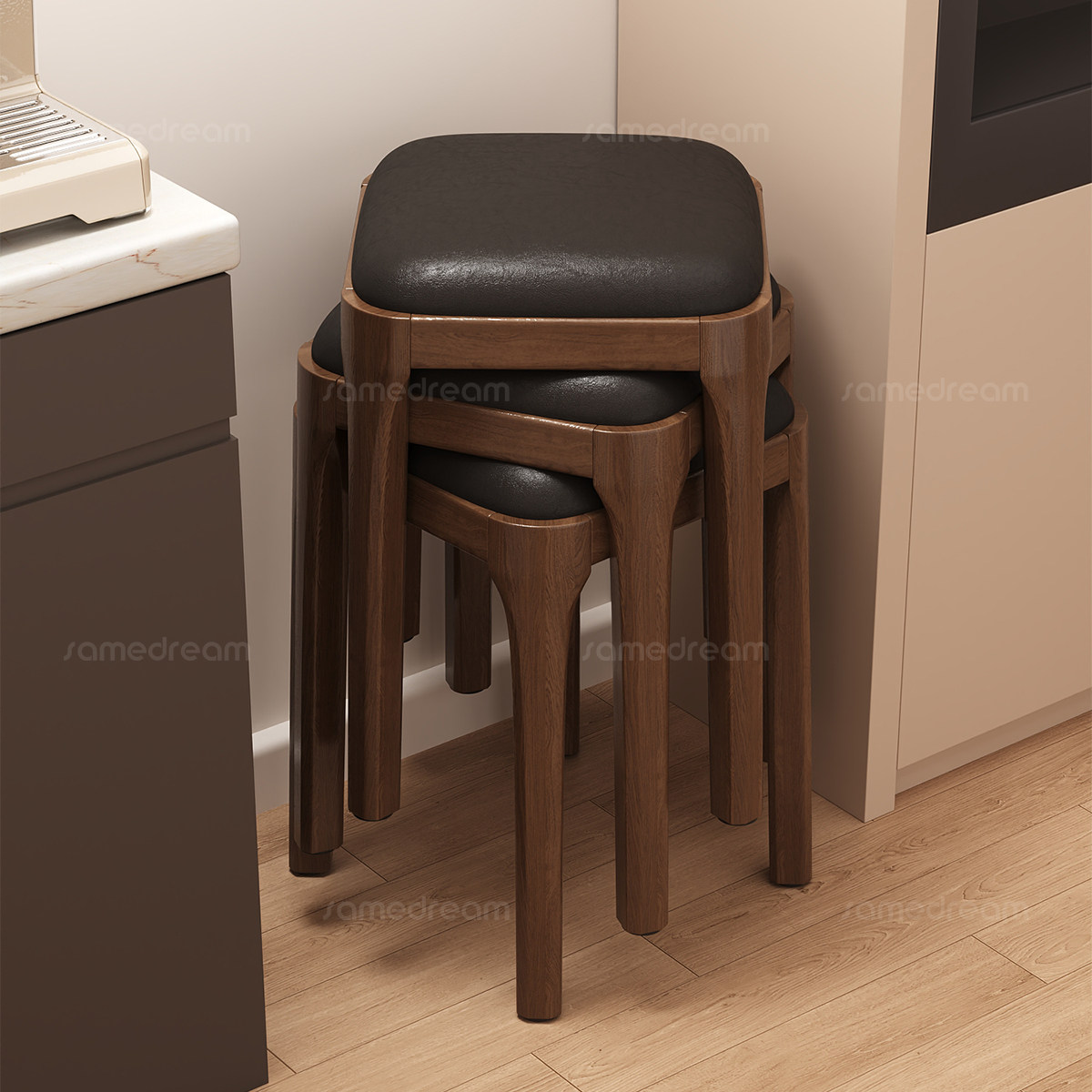 三梦实木凳子可叠放软包板凳客厅餐桌备用凳结实木头叠叠凳高椅子,住宅家具,其它凳子,淘宝优惠券,粉丝福利购,淘宝优惠卷