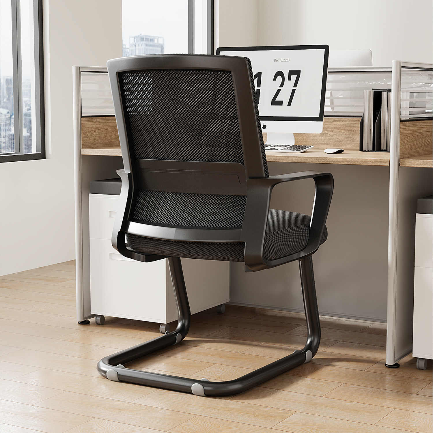 三梦办公椅电脑椅子舒适久坐家用书桌座椅办公室会议椅弓形靠背椅