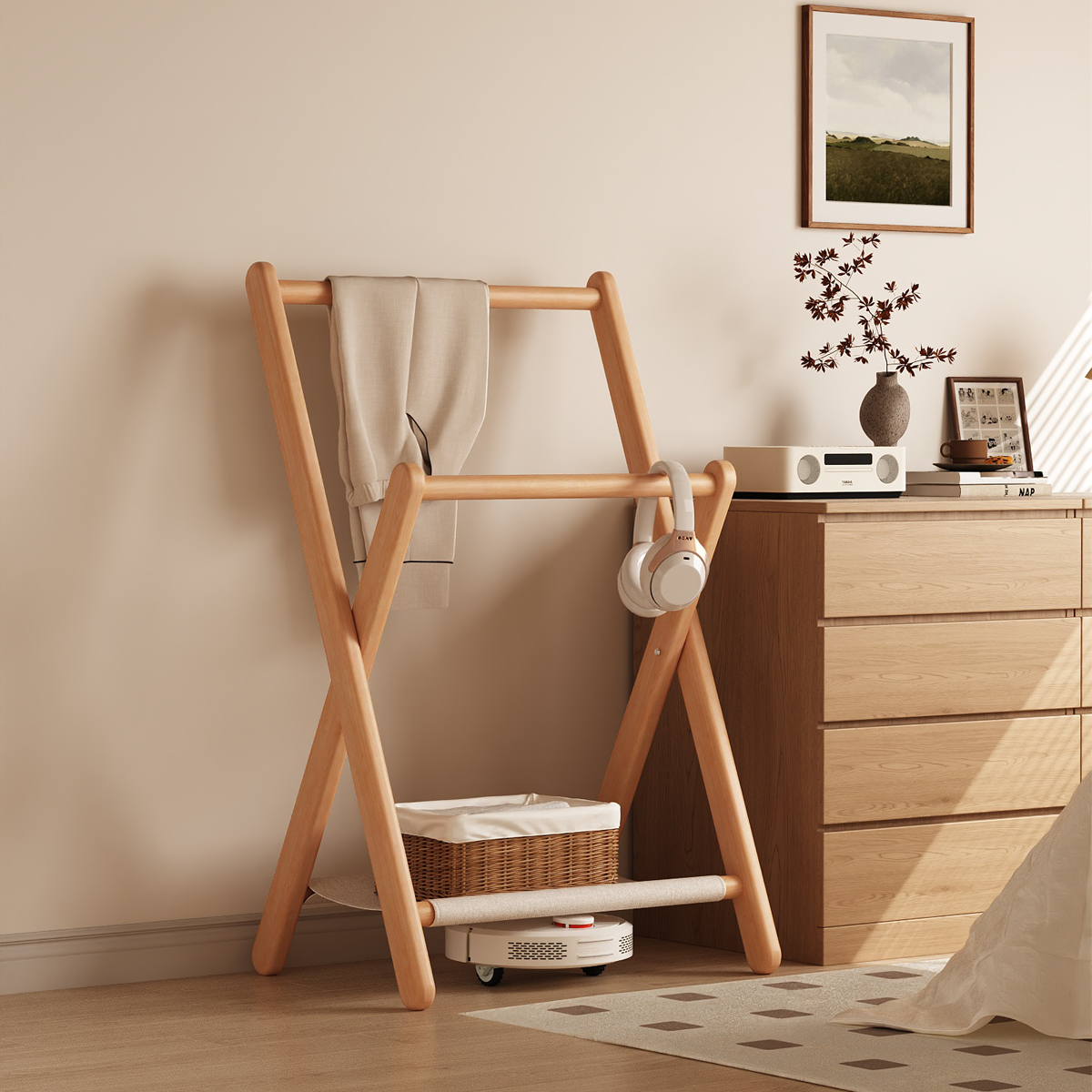 实木挂衣架原木风卧室次净衣帽架